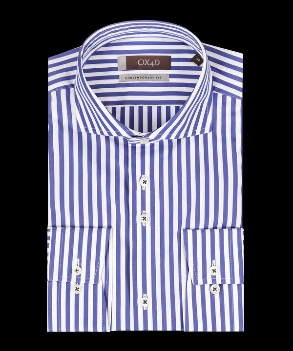 Blauw/wit gestreept overhemd